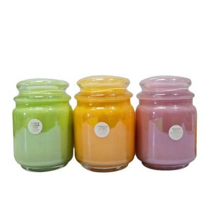 lovely cute mellow yellow color unique decorative glass massage candle jar