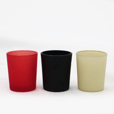 2022 wholesale luxury custom empty small matte black votive candle holder frosted glass candles jars with lids colorful