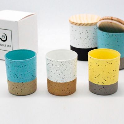 frosted yellow matte vessels candle jars with bamboo wooden lids for candle making
