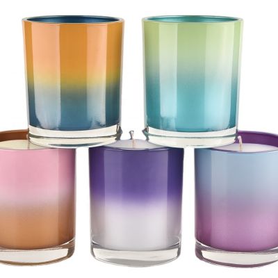 Newly design luxury different color outside the glass candle holder in bulk with low MOQ