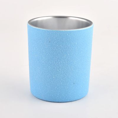 solid blue and electroplating glass jars for candles wholesale