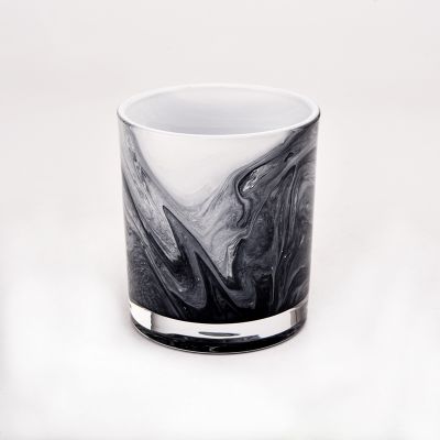 New design pattern 300ml luxury white glass candle jar wholesale