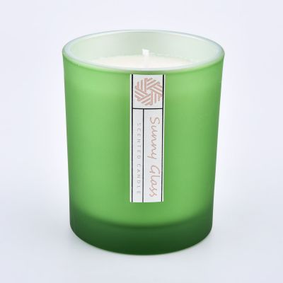 8oz 10oz green color outside with electroplating inside glass candle jar for supplier