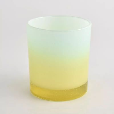 votive round yellow and blue glass candle vessel for making