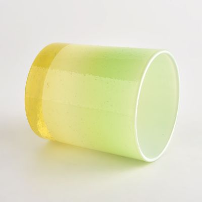 8oz gradient yellow and green color on 300ml glass candle jar from Sunny Glassware