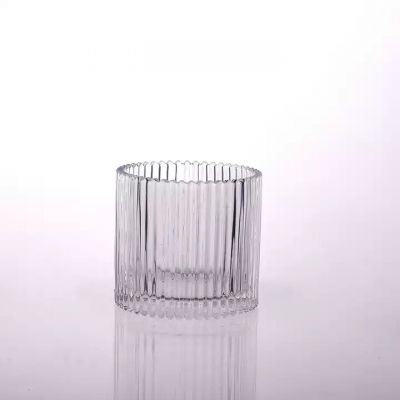 transparent glass vessels for candles stripe candle jar supplier