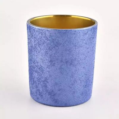 luxury 8oz 10oz yellow powder coating outside with gold effect inside glass candle holders for supplier