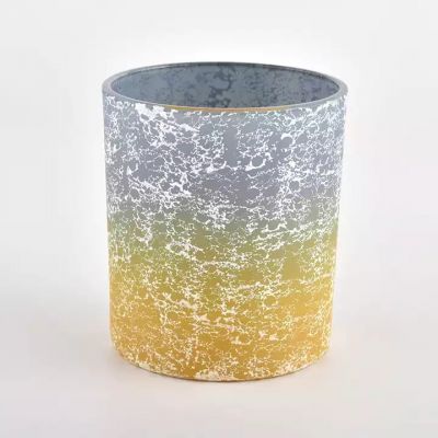 8oz 10oz gradient gray and orange luxury effect on the 300ml glass candle holder for wholesale