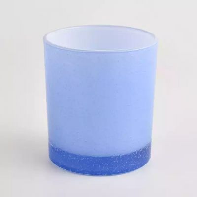 wholesale solid colored blue glass candle jars
