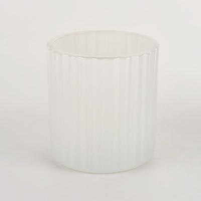8oz white glass candle jar with stripe for decoration
