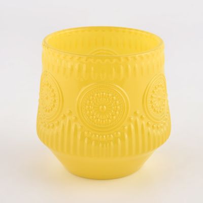 custom embossed glass vessels for candles round candle jars