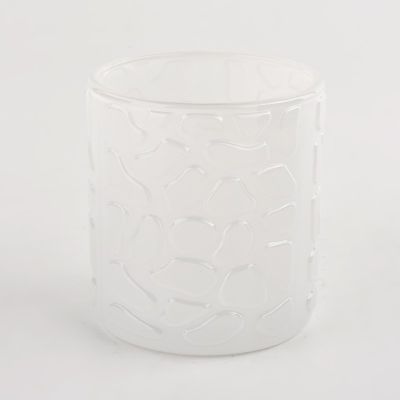 225 ml white glass vessels for candles with pattern wholesale