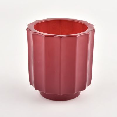 Newly design red special shape glass candle holder for wholesale