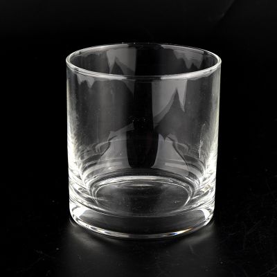 machine blown clear glass candle container with round rim