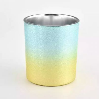 luxury silver inside and ombre color outside glass candle jars for spring