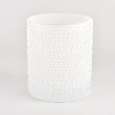 12oz solid white glass candle jar with pattern for gift