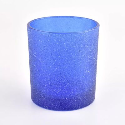 rough surface blue glass container jars for candle making