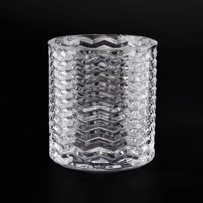 transparent empty stripe candle jars for candle making in bulk