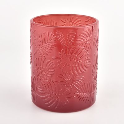 700 ml red large empty glass candle container wholesale
