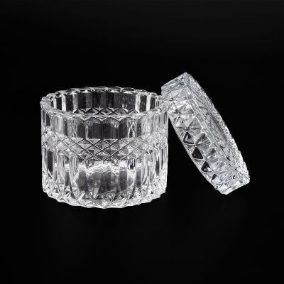 wholesale empty clear glass candle jar with glasses lid