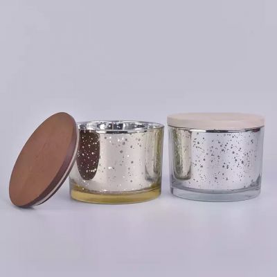 8oz 10oz 10oz Custom Mercury Sliver Glass Candle Jar with Lid