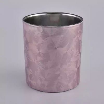 Wholesale 300ml pink outside cylinder glass candle jar for home decor in bulk