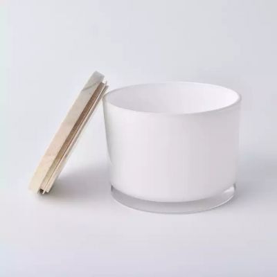 6oz 8oz 10oz Custom White Glass Candle Jar with lids for Home Decor