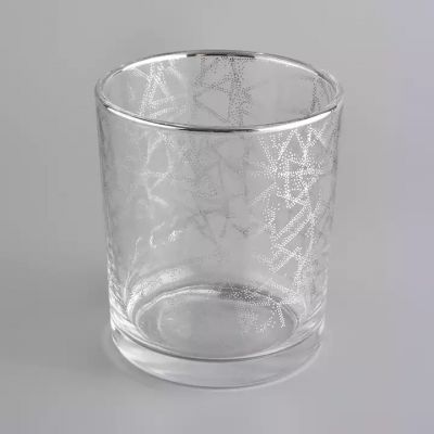 Cylinder Hot sale 400ml special electroplating effect glass candle jar for wedding