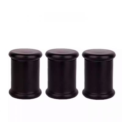 factory price empty matte black glass candle jar with lid