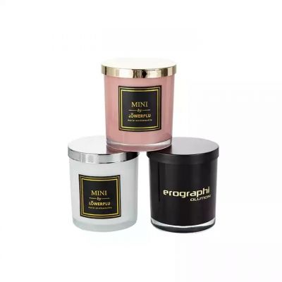 4Oz 8Oz 10Oz 12Oz 16Oz 230Ml 320Ml 500Ml Luxury Candle Jars Glossy White Pink Glass Candle Vessels Container Jars With Metal Lid