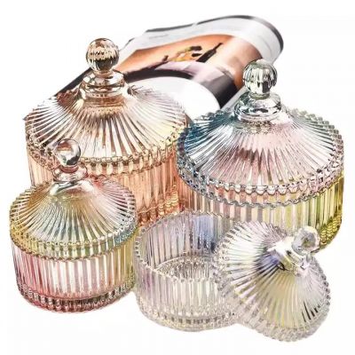 High quality Roman candy can Christmas gift candle can glass with glass cover