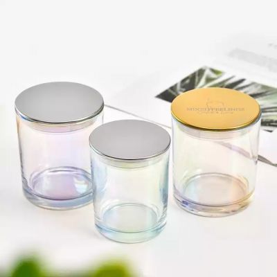 Dazzling Frosted Christmas Gift Candle Cups Holder Container Glass Candle Jars with Wooden Lid for Household Decoration