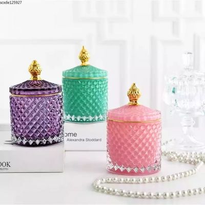 Wholesale Luxury Empty Candle Cans French Vintage Candle Cans Glass Metal Lids
