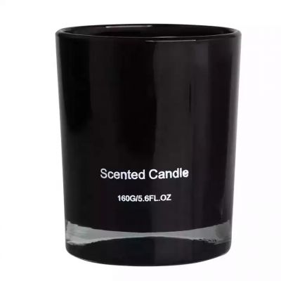 Cylinder Glossy Black Custom Logo Luxury Candle Container 4oz 8oz 10oz 12oz 230Ml 320Ml 500Ml Thick Bottom Glass Candles Jar