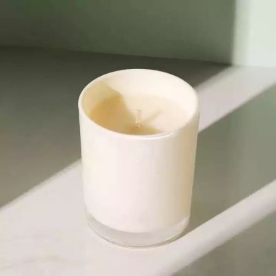 Custom Logo 4oz 8oz 10oz 12oz 16oz White Glossy Luxury Empty Glass Candle Jars For Candle Making