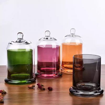 Transparent candle container dome clock candlestick glass candle jar glass with cover