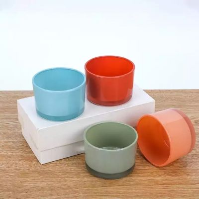 Manufacturer direct selling colored small candle jar glass with lid candle container