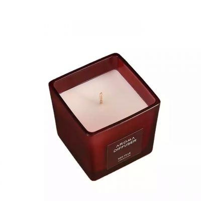 New design square frosted small candle can wholesale glass candle can with cover