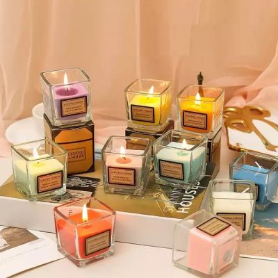 Best Sellers Empty Glossy Christmas Gift Small Candle Jar Glass Square Candle Jars