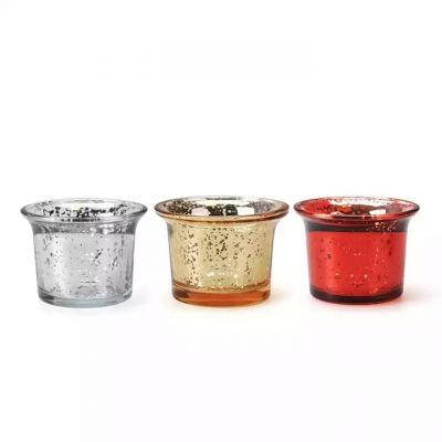 Modern simple shaped electroplated fragment small candle jar glass with lid for home decoration
