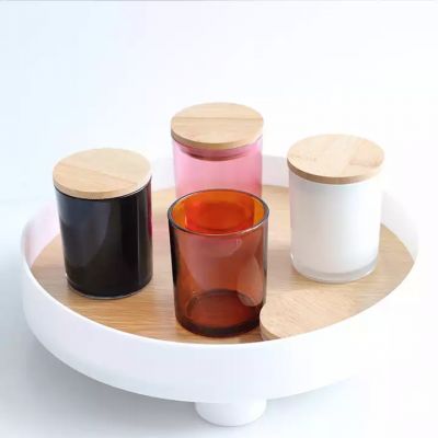 Wholesale Custom 10oz Multi Color Clear Frosted Matte latest luxury Glass Candle Jar with Lid