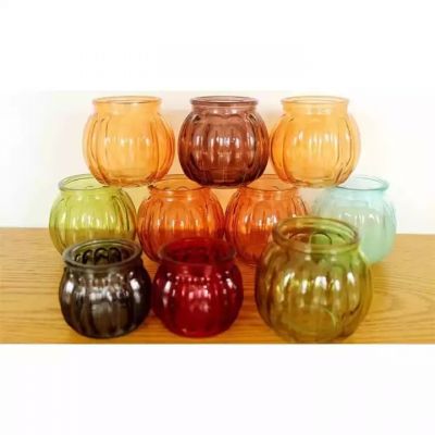 Creative colorful pumpkin small candle jar glass with lid aromatherapy candle holder