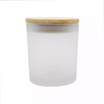 Candle Jar Top Selling 10oz 300ml Frosted Clear Empty Glass with Wood Lid Valentine's Day Making Scented Candles 1 Color