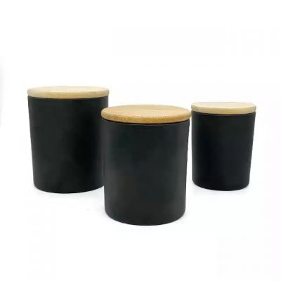 200ml 300ml 430ml hot selling black frosted empty glass jars for candles making