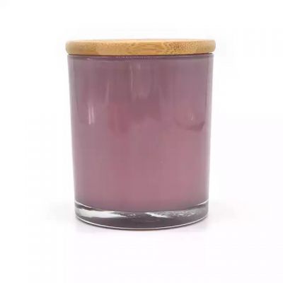 Factory produced 7oz colored polished effect glass scented candles can be matched with bamboo lid and customized LOGO