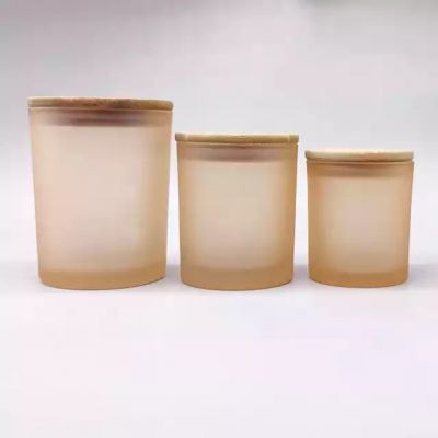 Candle Jar Matte Glass with Bamboo/wood Factory Wholesale 10oz Home Decoration Valentine's Day Customized Candle Stand