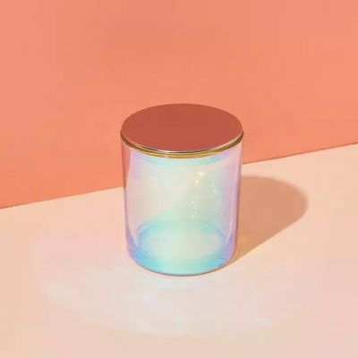 8 OZ Iridescent Candle Jars Aura Vessel with Lid Dazzling Empty Storage Containers for Candle Making