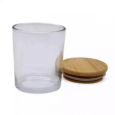 Hot sale 8oz clear glass candle jar for making candles with bamboo lid