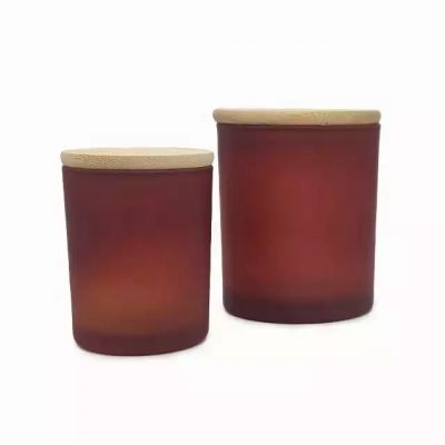 Newly designed red frosted craft glass candle jar for wedding decoration
