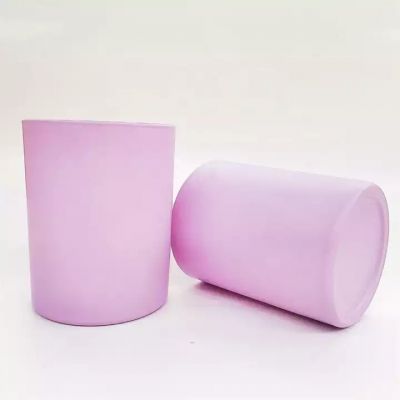 Wholesale 8oz pink color matte glass candle making jar